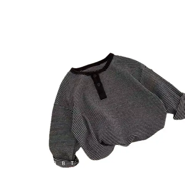Kids Long Sleeve Striped T-Shirt Boys Black White - Image 7