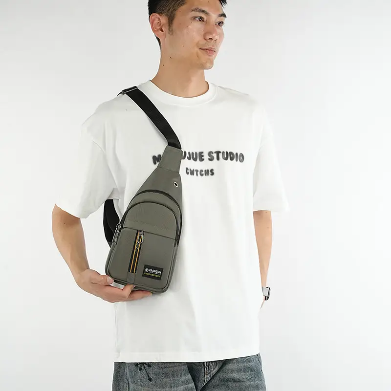 New Men's Oxford Cloth Chest Bag Blue Large Capacity Lightweight Commuter Shoulder Bag - Image 7
