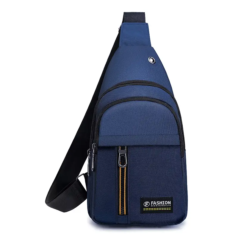 New Men's Oxford Cloth Chest Bag Blue Large Capacity Lightweight Commuter Shoulder Bag - Image 9