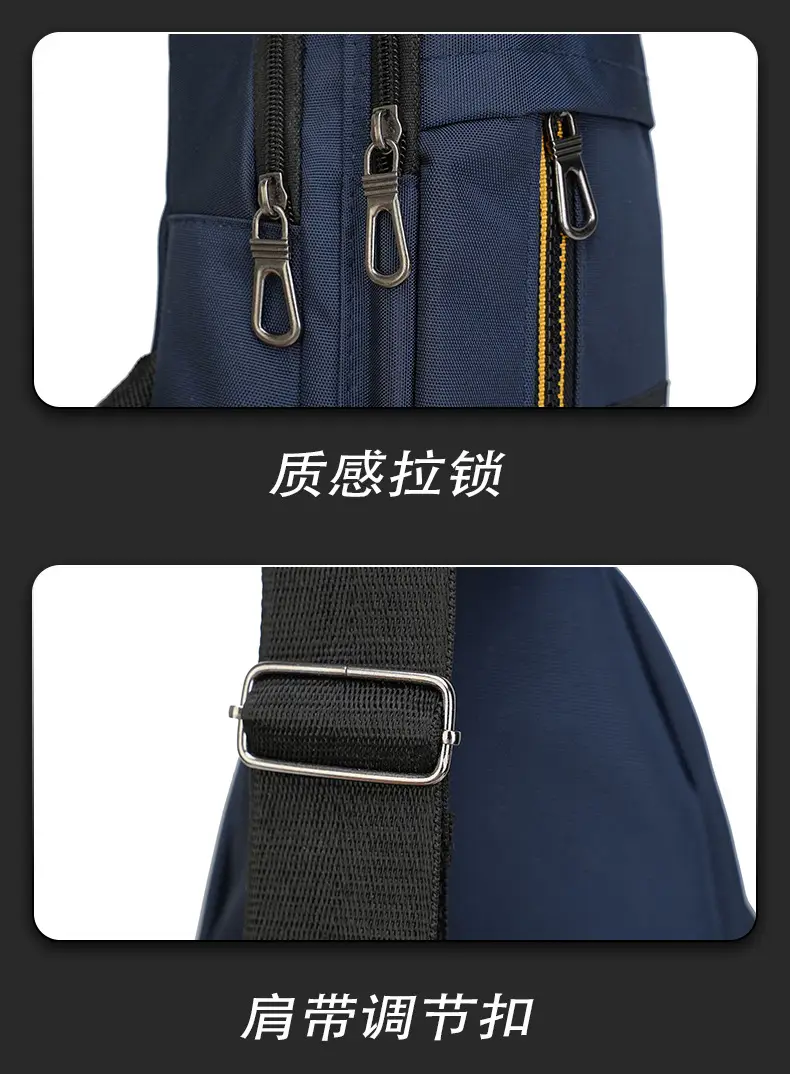New Men's Oxford Cloth Chest Bag Blue Large Capacity Lightweight Commuter Shoulder Bag — feature 10