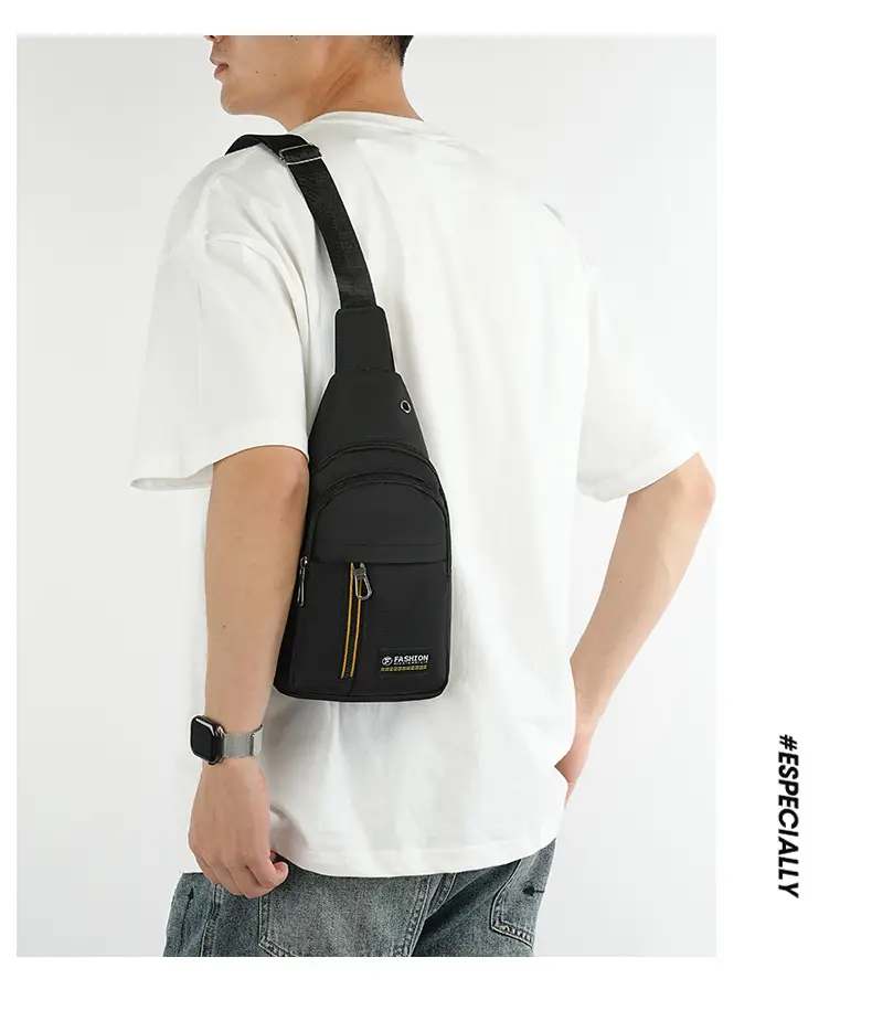 New Men's Oxford Cloth Chest Bag Blue Large Capacity Lightweight Commuter Shoulder Bag — feature 21