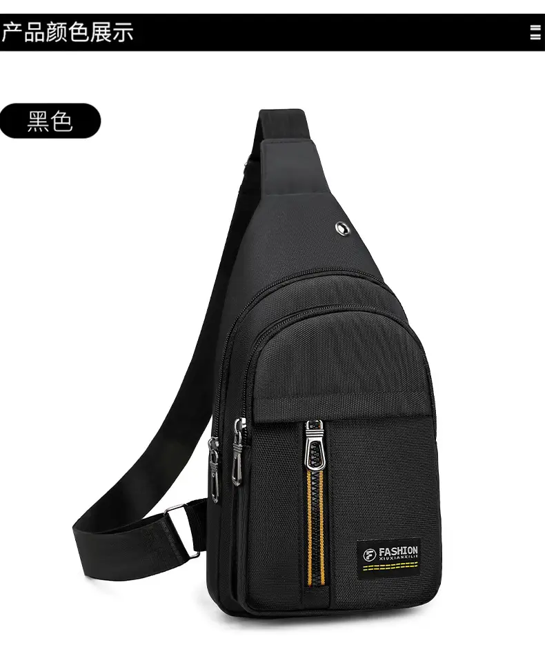 New Men's Oxford Cloth Chest Bag Blue Large Capacity Lightweight Commuter Shoulder Bag — feature 24