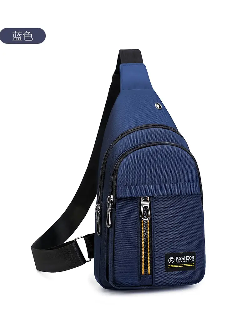 New Men's Oxford Cloth Chest Bag Blue Large Capacity Lightweight Commuter Shoulder Bag — feature 27