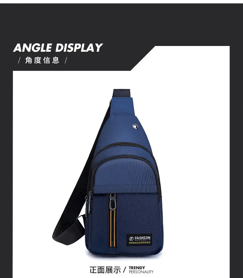 New Men's Oxford Cloth Chest Bag Blue Large Capacity Lightweight Commuter Shoulder Bag — feature 28