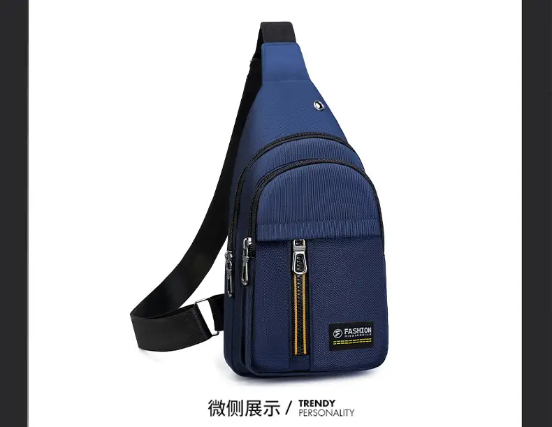 New Men's Oxford Cloth Chest Bag Blue Large Capacity Lightweight Commuter Shoulder Bag — feature 29