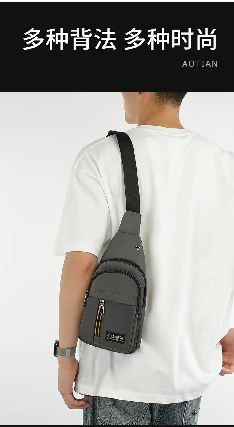New Men's Oxford Cloth Chest Bag Blue Large Capacity Lightweight Commuter Shoulder Bag — feature 6