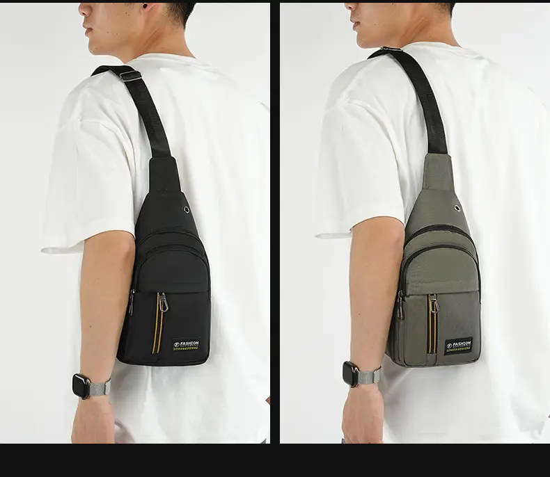 New Men's Oxford Cloth Chest Bag Blue Large Capacity Lightweight Commuter Shoulder Bag — feature 7