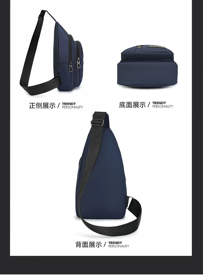 New Men's Oxford Cloth Chest Bag Blue Large Capacity Lightweight Commuter Shoulder Bag — feature 9