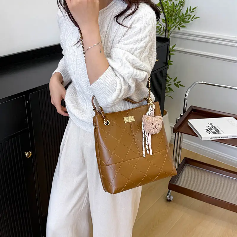 2025 Summer Chain Shoulder Bag Brown Large Capacity - Image 7