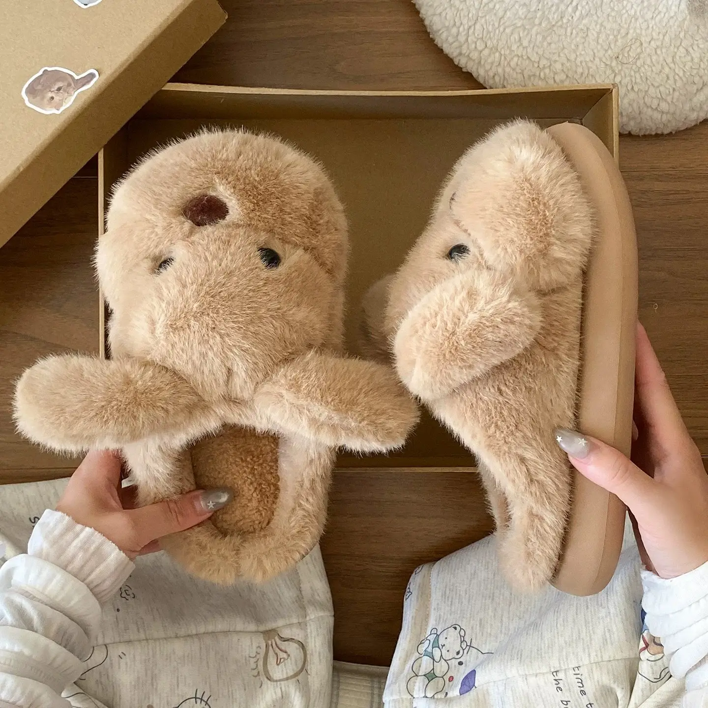 Puppy Furry Slip-On Shoes for Women Winter Warm Anti-Slip - Image 6