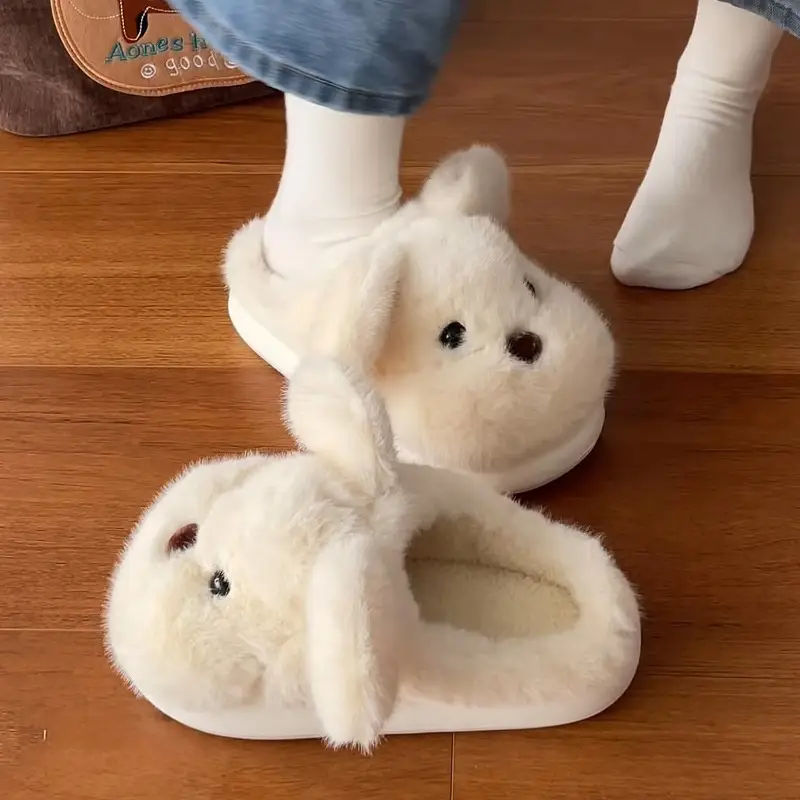 Puppy Furry Slip-On Shoes for Women Winter Warm Anti-Slip - Image 2