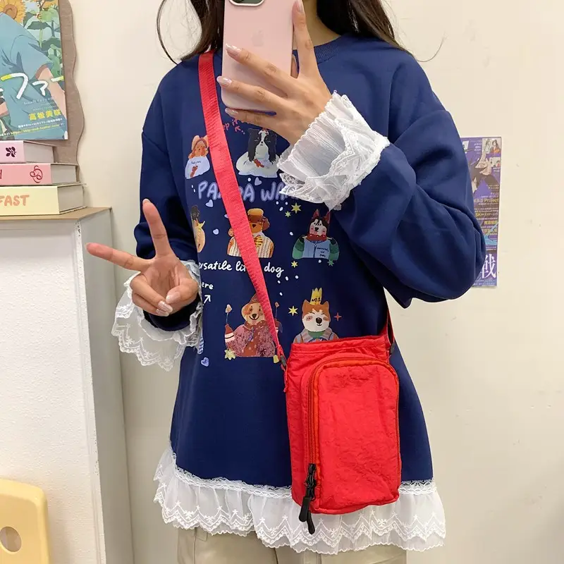 Black Cartoon Print Shoulder Bag for Girls - Image 6