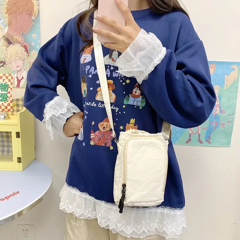 Black Cartoon Print Shoulder Bag for Girls - Image 7