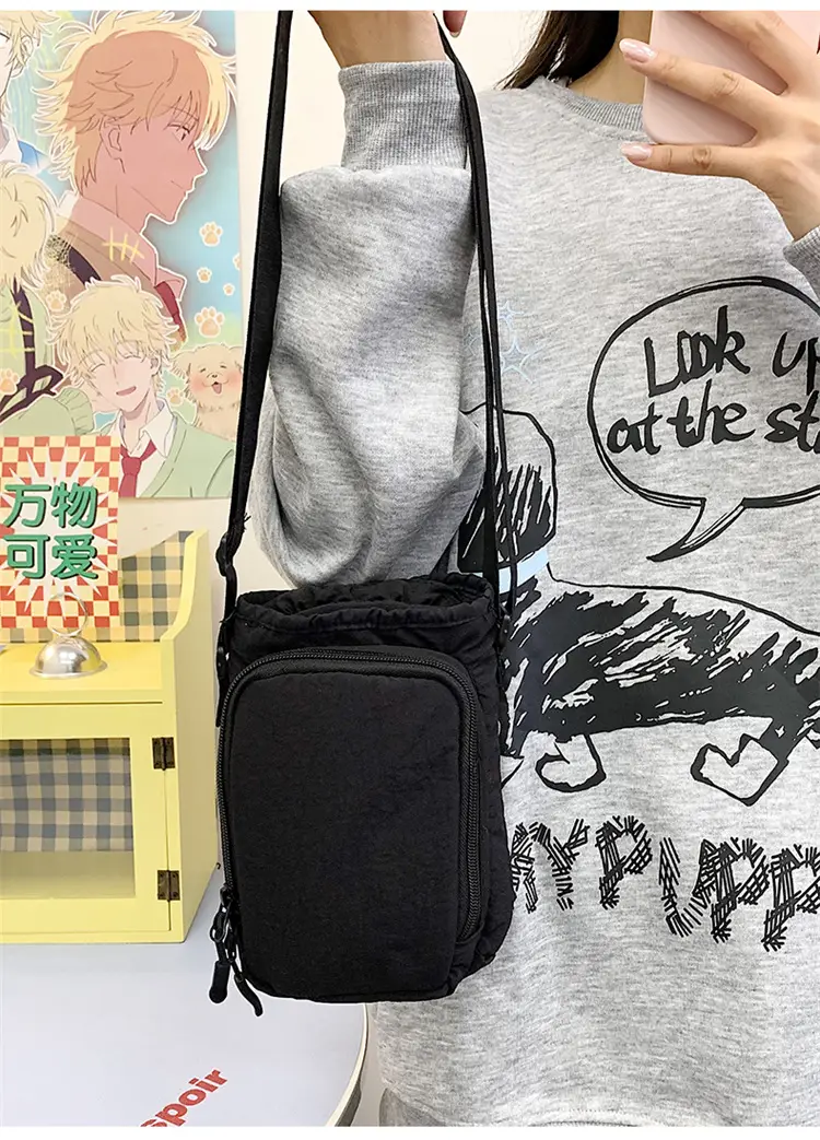 Black Cartoon Print Shoulder Bag for Girls — feature 14
