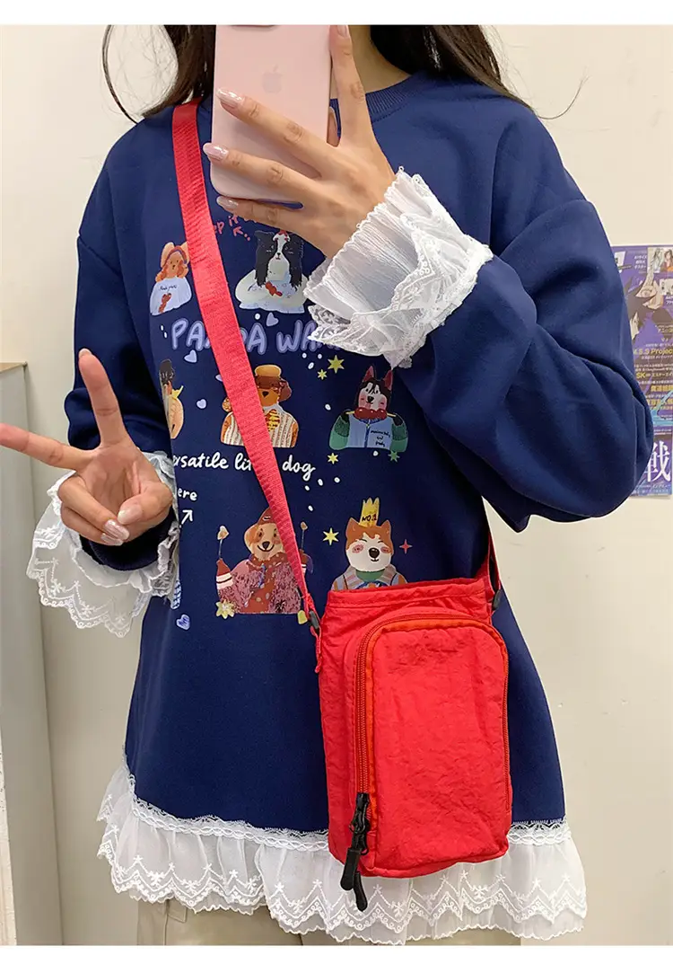 Black Cartoon Print Shoulder Bag for Girls — feature 17