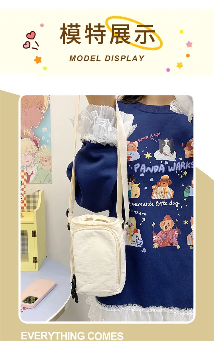 Black Cartoon Print Shoulder Bag for Girls — feature 3