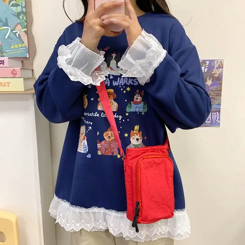 Black Cartoon Print Shoulder Bag for Girls — feature 42