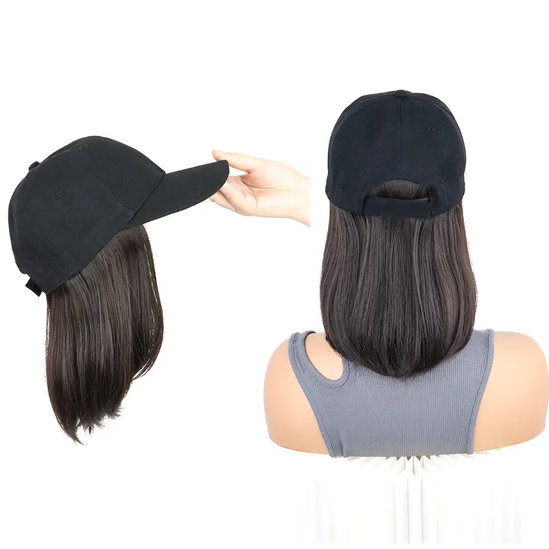 Black Full-Length Hair Wig for Women Baseball Cap Wig — feature 11