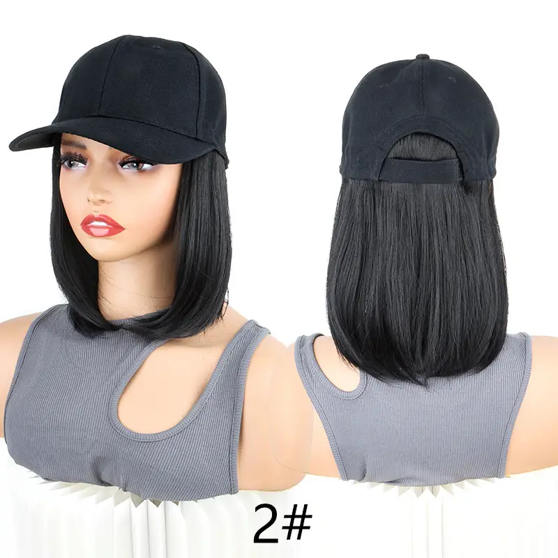 Black Full-Length Hair Wig for Women Baseball Cap Wig — feature 12