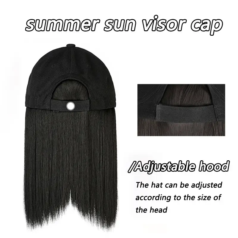 Black Full-Length Hair Wig for Women Baseball Cap Wig — feature 4
