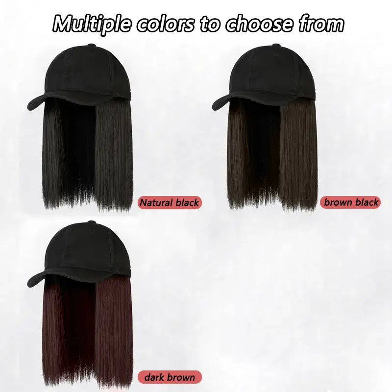Black Full-Length Hair Wig for Women Baseball Cap Wig — feature 5