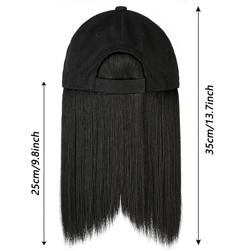 Black Full-Length Hair Wig for Women Baseball Cap Wig — feature 6