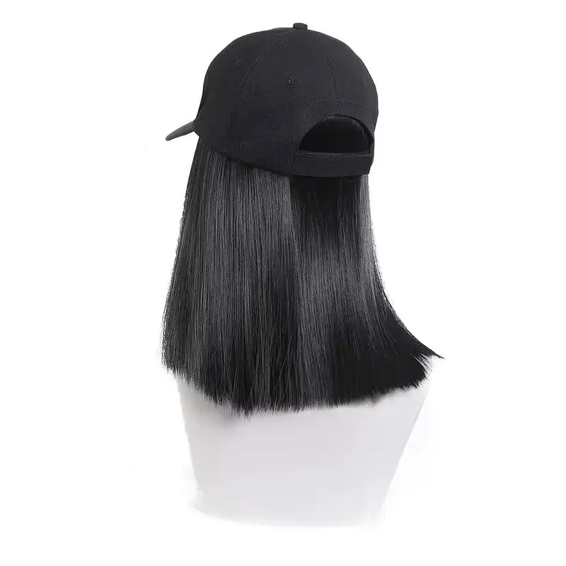 Black Full-Length Hair Wig for Women Baseball Cap Wig — feature 9