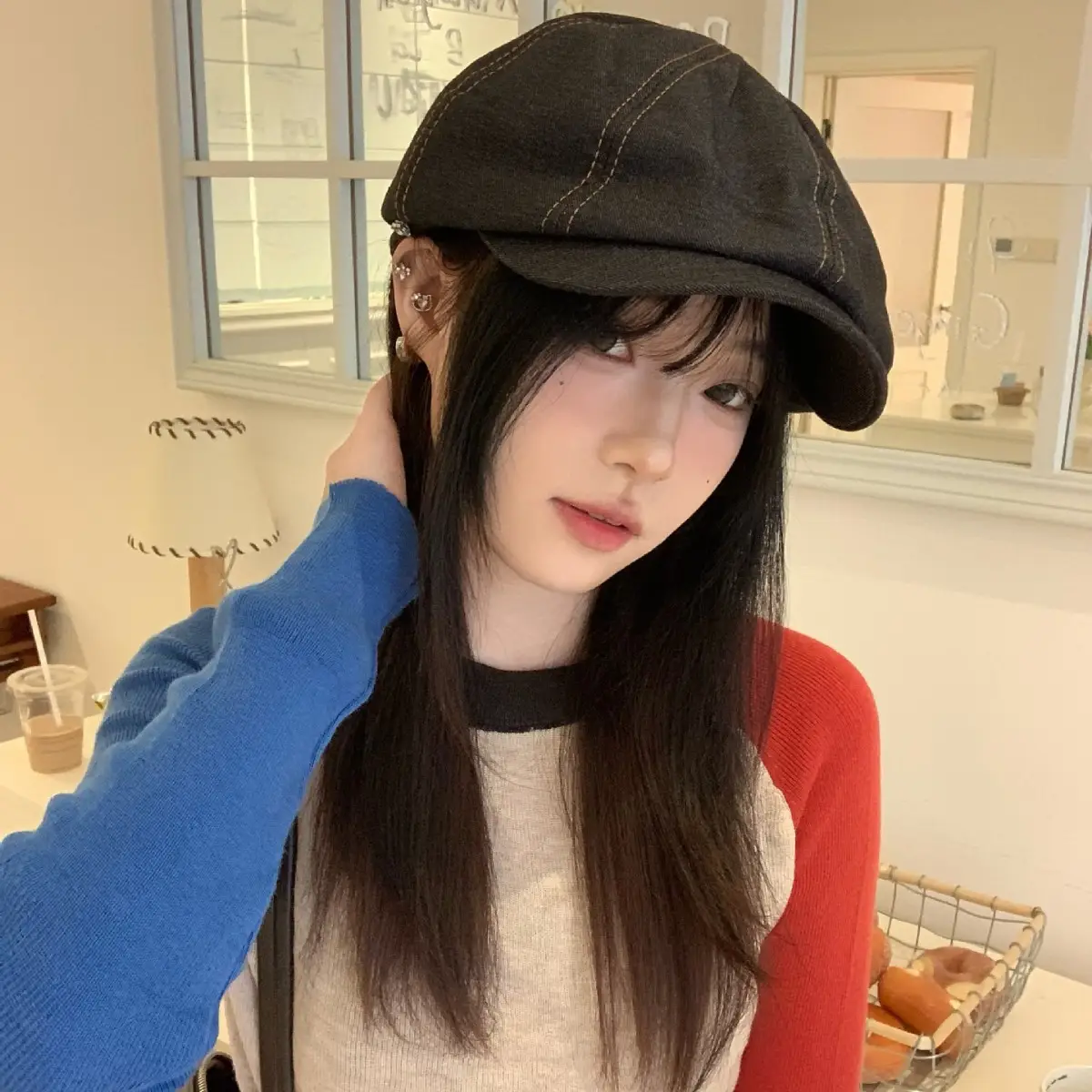 Women Denim Beret Face-Slimming Duckbill Cap Spring Autumn - Image 4