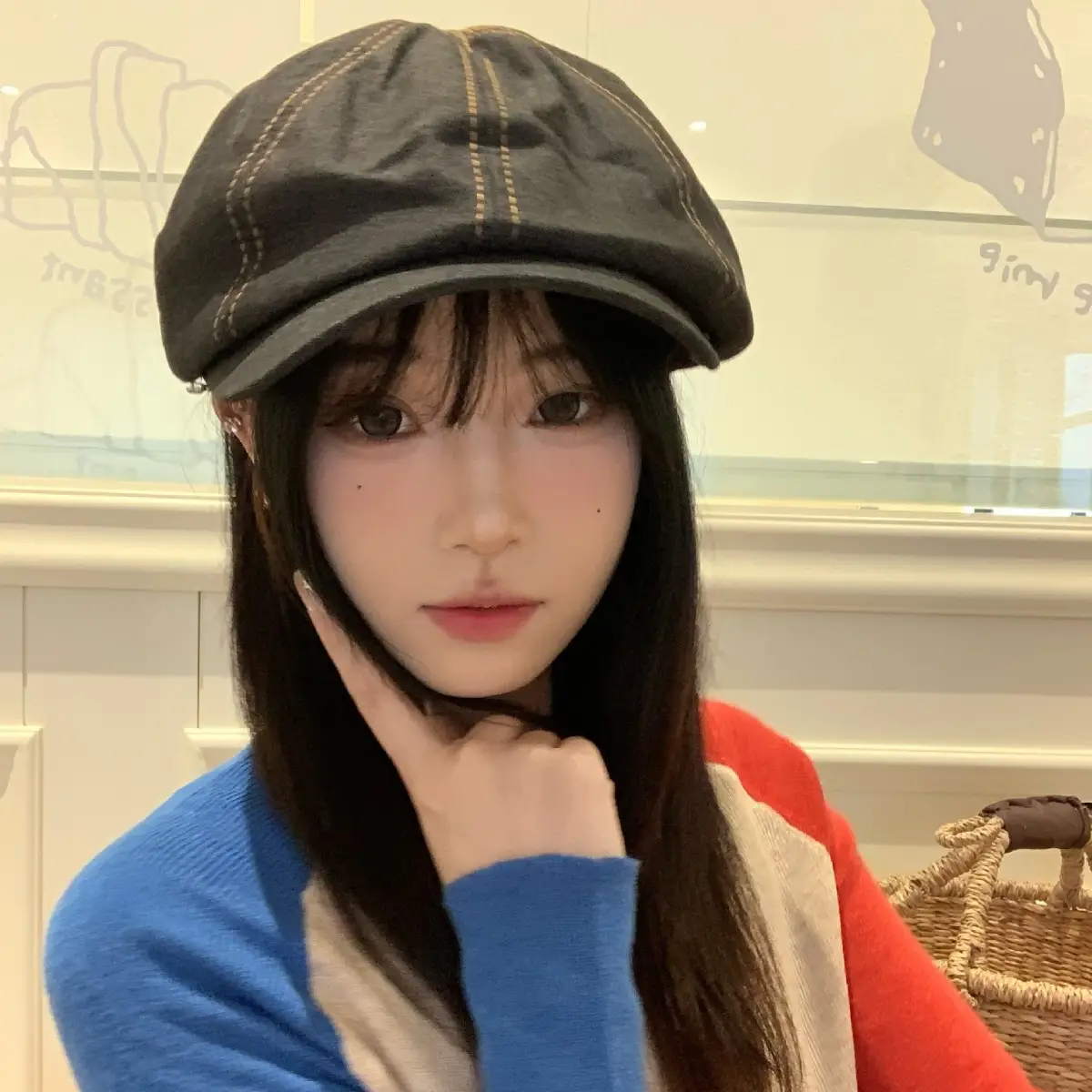 Women Denim Beret Face-Slimming Duckbill Cap Spring Autumn - Image 5