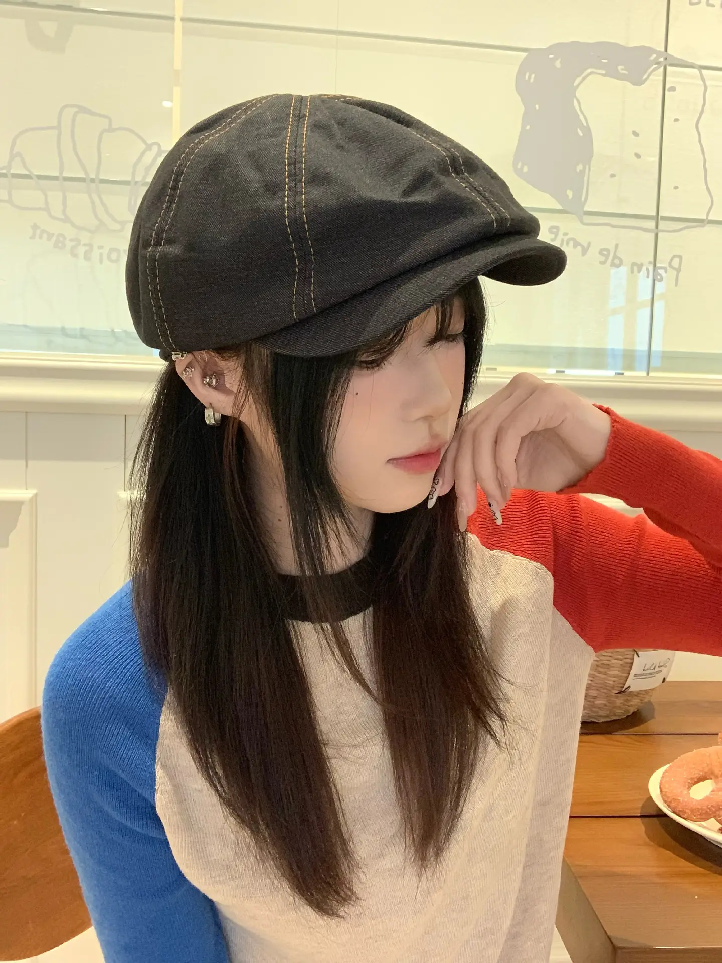 Women Denim Beret Face-Slimming Duckbill Cap Spring Autumn — feature 11