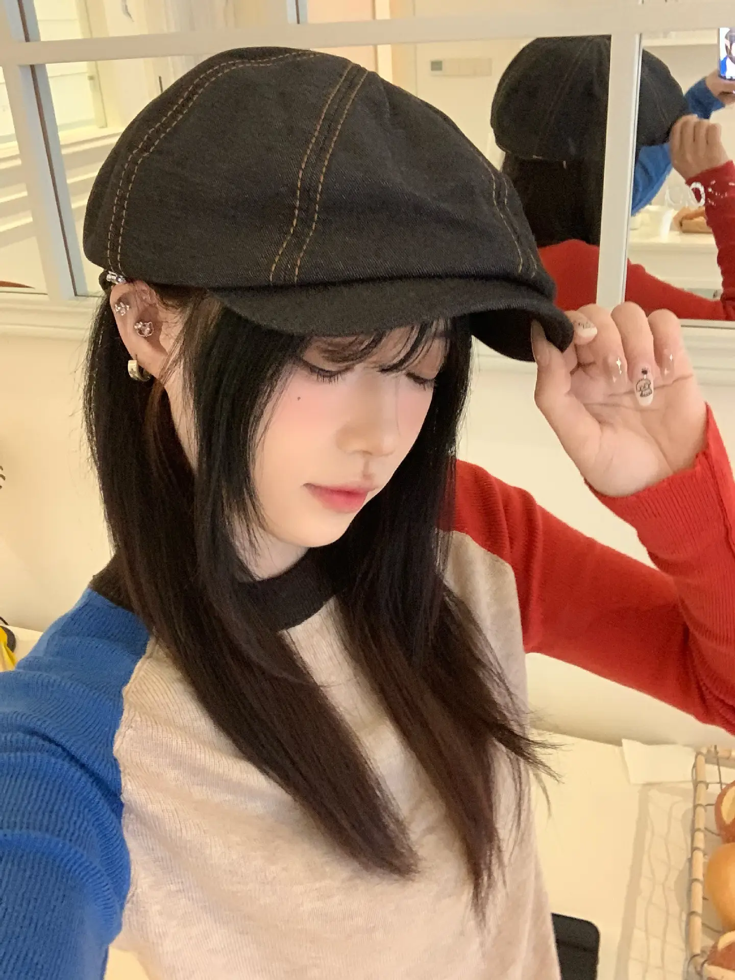 Women Denim Beret Face-Slimming Duckbill Cap Spring Autumn — feature 13