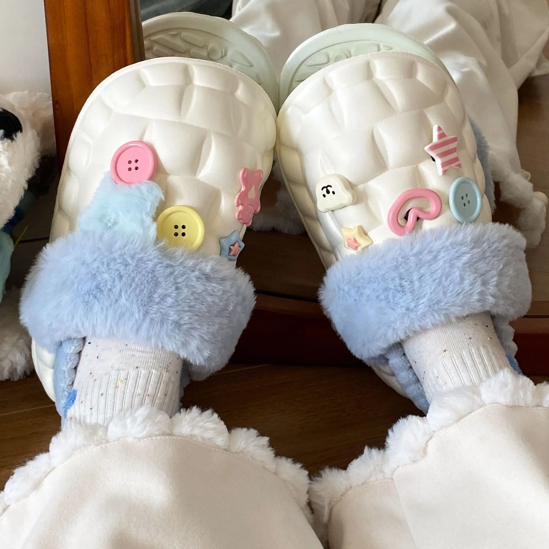 Women's Pink Star Cotton Slippers Winter Soft - Image 9
