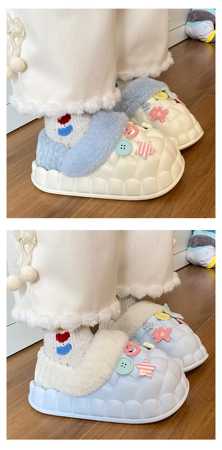 Women's Pink Star Cotton Slippers Winter Soft — feature 14