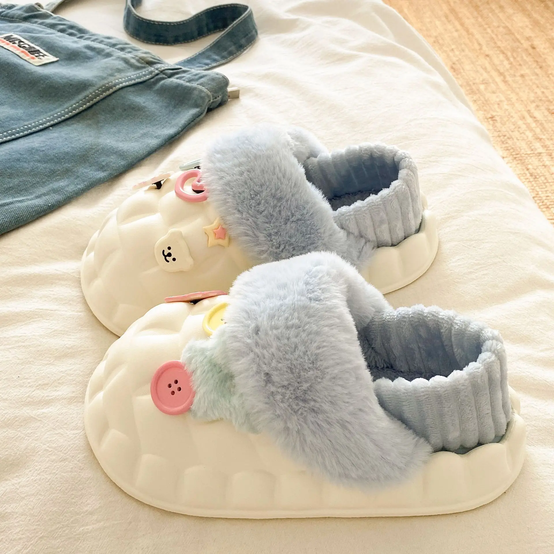 Women's Pink Star Cotton Slippers Winter Soft - Image 5