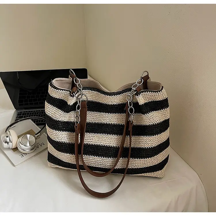 Rainbow Striped Woven Shoulder Bag for Women — feature 10