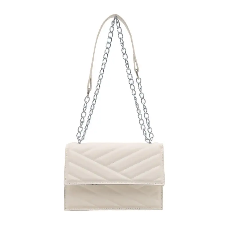 Beige Chain Crossbody Bag for Women - Image 3