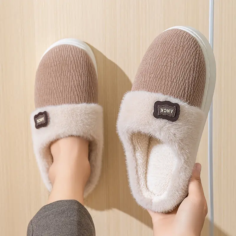 Winter Plush Slippers for Men, Home Indoor Non-Slip Warm Cotton Slippers, Home Fleece-Lined Soft Bottom Couple Cotton Slippers for Women - Image 7