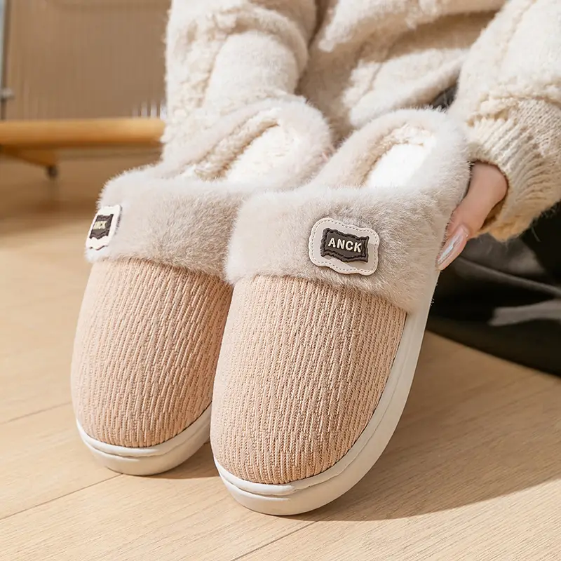 Winter Plush Slippers for Men, Home Indoor Non-Slip Warm Cotton Slippers, Home Fleece-Lined Soft Bottom Couple Cotton Slippers for Women - Image 8