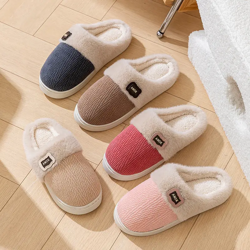 Winter Plush Slippers for Men, Home Indoor Non-Slip Warm Cotton Slippers, Home Fleece-Lined Soft Bottom Couple Cotton Slippers for Women - Image 9