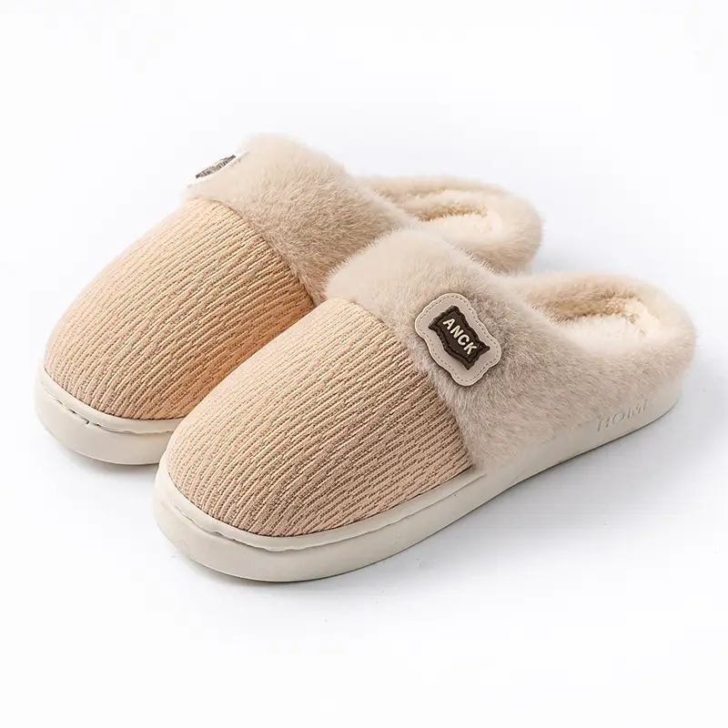 Winter Plush Slippers for Men, Home Indoor Non-Slip Warm Cotton Slippers, Home Fleece-Lined Soft Bottom Couple Cotton Slippers for Women - Image 2