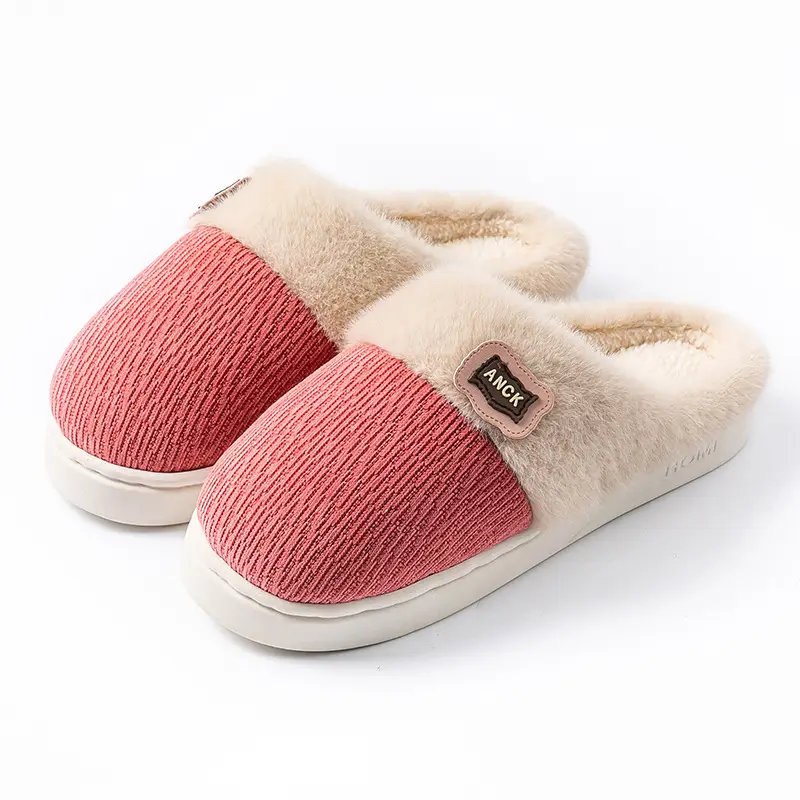 Winter Plush Slippers for Men, Home Indoor Non-Slip Warm Cotton Slippers, Home Fleece-Lined Soft Bottom Couple Cotton Slippers for Women - Image 3