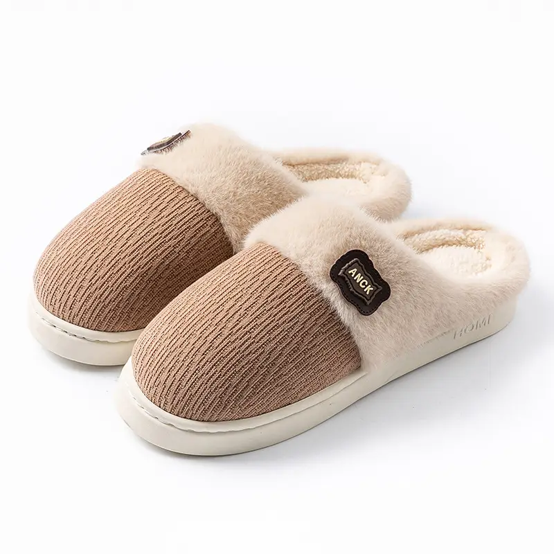 Winter Plush Slippers for Men, Home Indoor Non-Slip Warm Cotton Slippers, Home Fleece-Lined Soft Bottom Couple Cotton Slippers for Women - Image 4