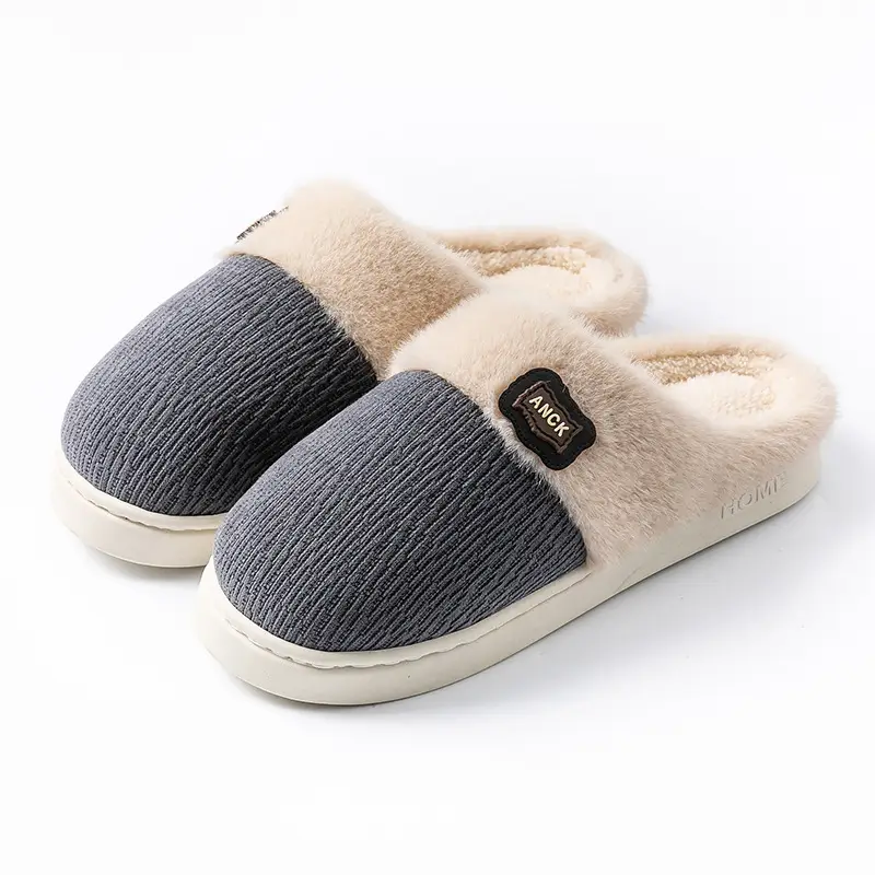 Winter Plush Slippers for Men, Home Indoor Non-Slip Warm Cotton Slippers, Home Fleece-Lined Soft Bottom Couple Cotton Slippers for Women - Image 5