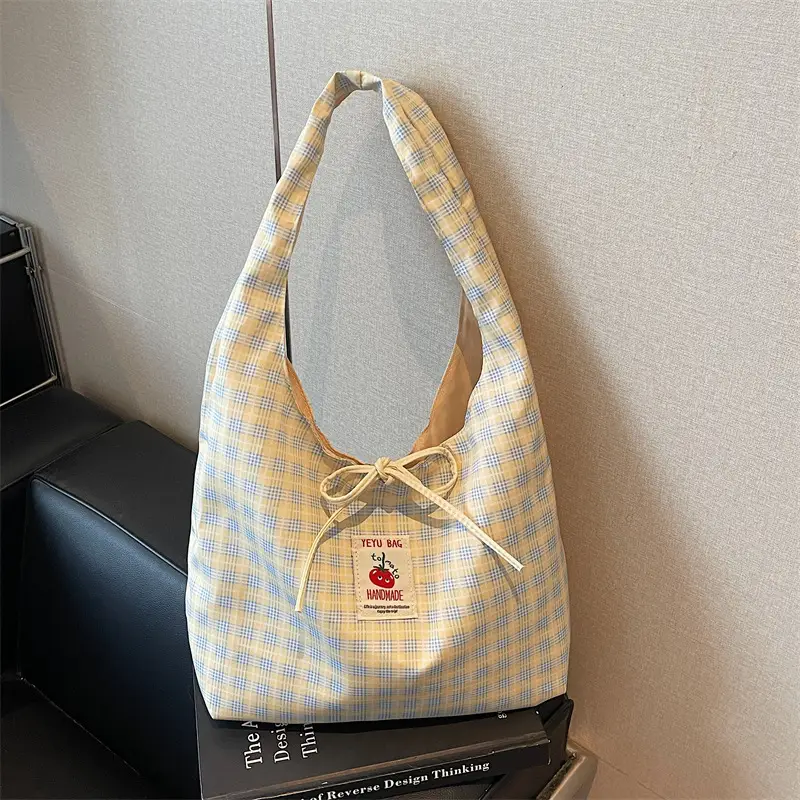Korean Style Plaid Armpit Tote Bag 2025 Auto - Image 4