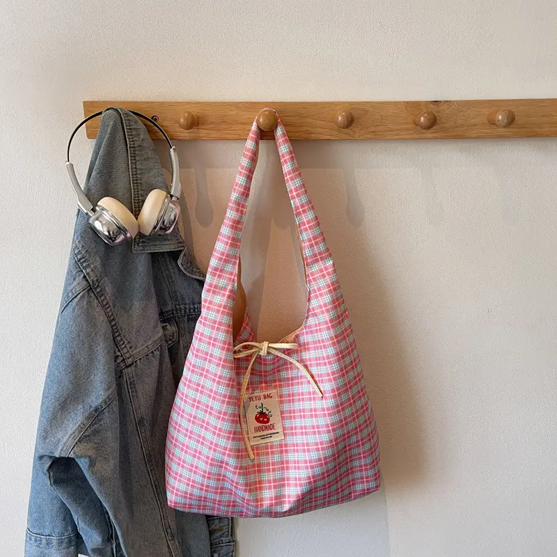 Korean Style Plaid Armpit Tote Bag 2025 Auto - Image 5