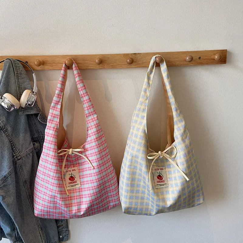 Korean Style Plaid Armpit Tote Bag 2025 Auto - Image 6