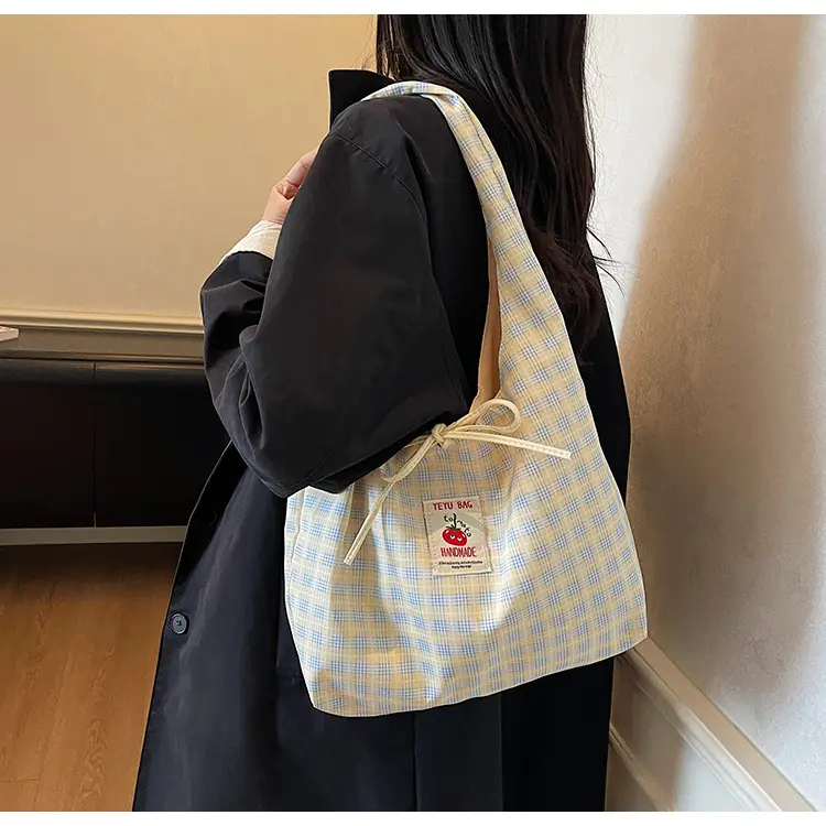 Korean Style Plaid Armpit Tote Bag 2025 Auto — feature 10