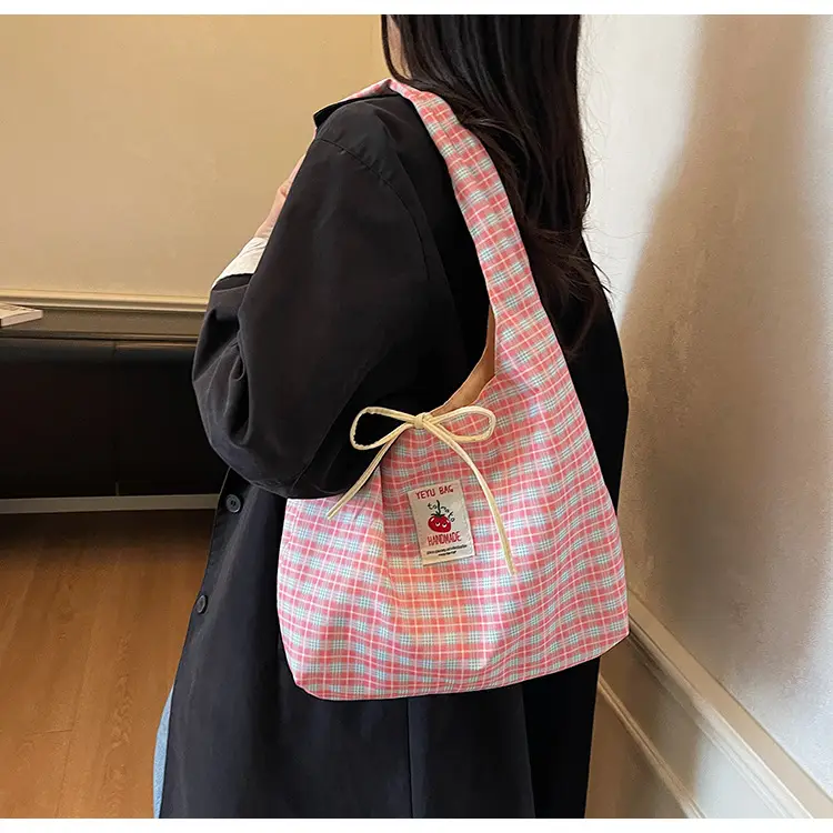 Korean Style Plaid Armpit Tote Bag 2025 Auto — feature 13