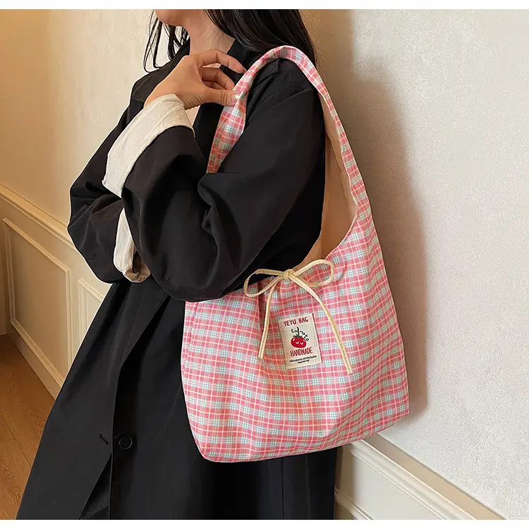 Korean Style Plaid Armpit Tote Bag 2025 Auto — feature 14