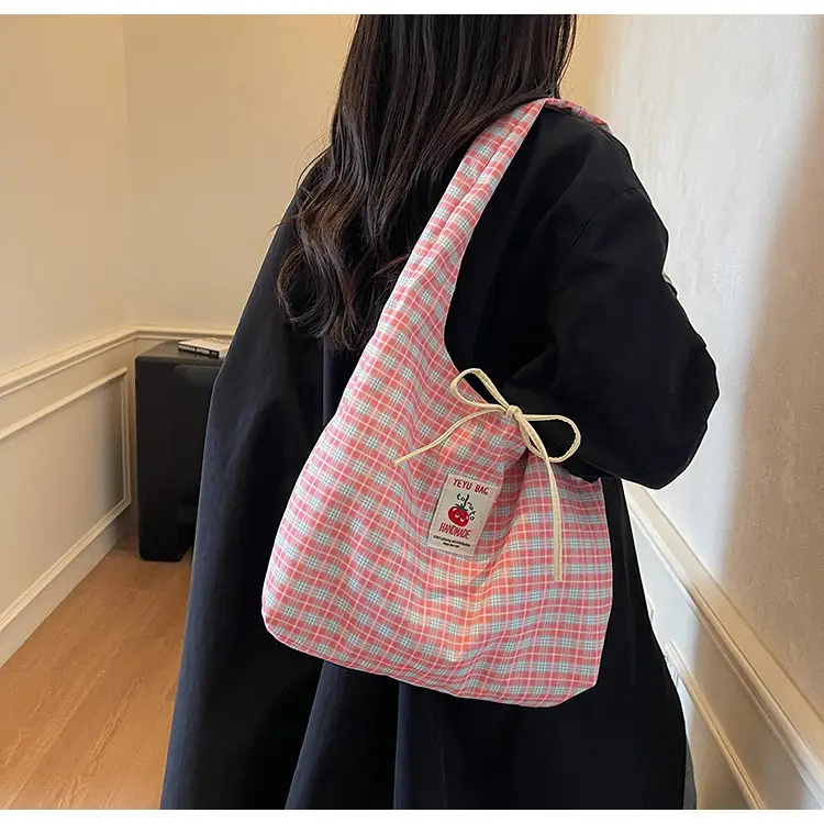 Korean Style Plaid Armpit Tote Bag 2025 Auto — feature 15